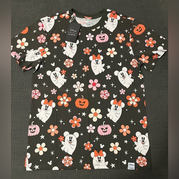 Loungefly Tops - Loungefly Disney Mickey and Minnie Ghost Floral Shirt Medium